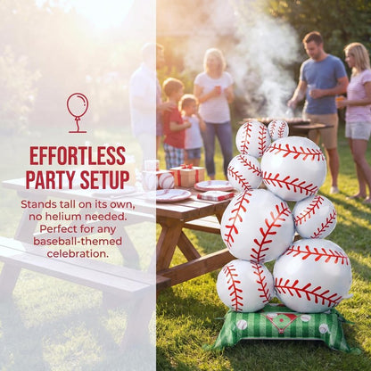 Soulchen 1 Pcs 3.5 ft Giant Self Standing Baseball Foil Balloons for Baseball Birthday Party Decoration Team Celebration Decor Backyard BBQ Sports Themed Party Supplies