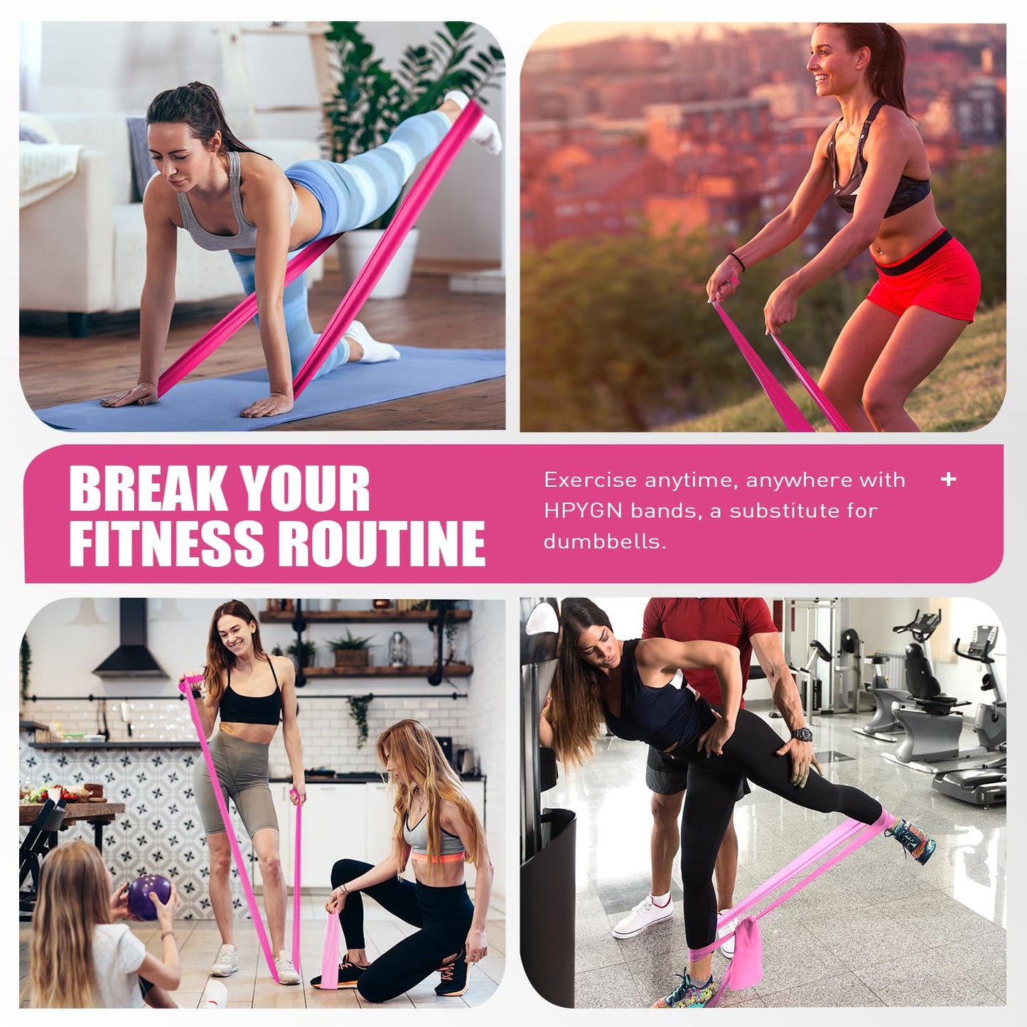Resistance Bands, Exercise Bands, Physical Therapy Bands for Strength Training, Yoga, Pilates, Stretch Elastic Band with Different Strengths, Workout Bands for Home Gym