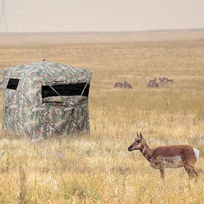 Fogun Hunting Blind 270 Degree See Through with Carry Bag, 3-4 Person Pop-Up Ground Blind - Durable 300D Deer & Turkey Blind for Full Concealment, Portable Tent (Forest Camo)