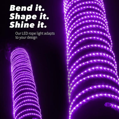 WYZworks 108LEDs 10ft LED Outside Rope Lights, Outdoor ETL Certified Waterproof Permanent 360 Degree Light Emitting, Flexible Tube, Connectable, Christmas Palm Tree Exterior Landscape, Purple