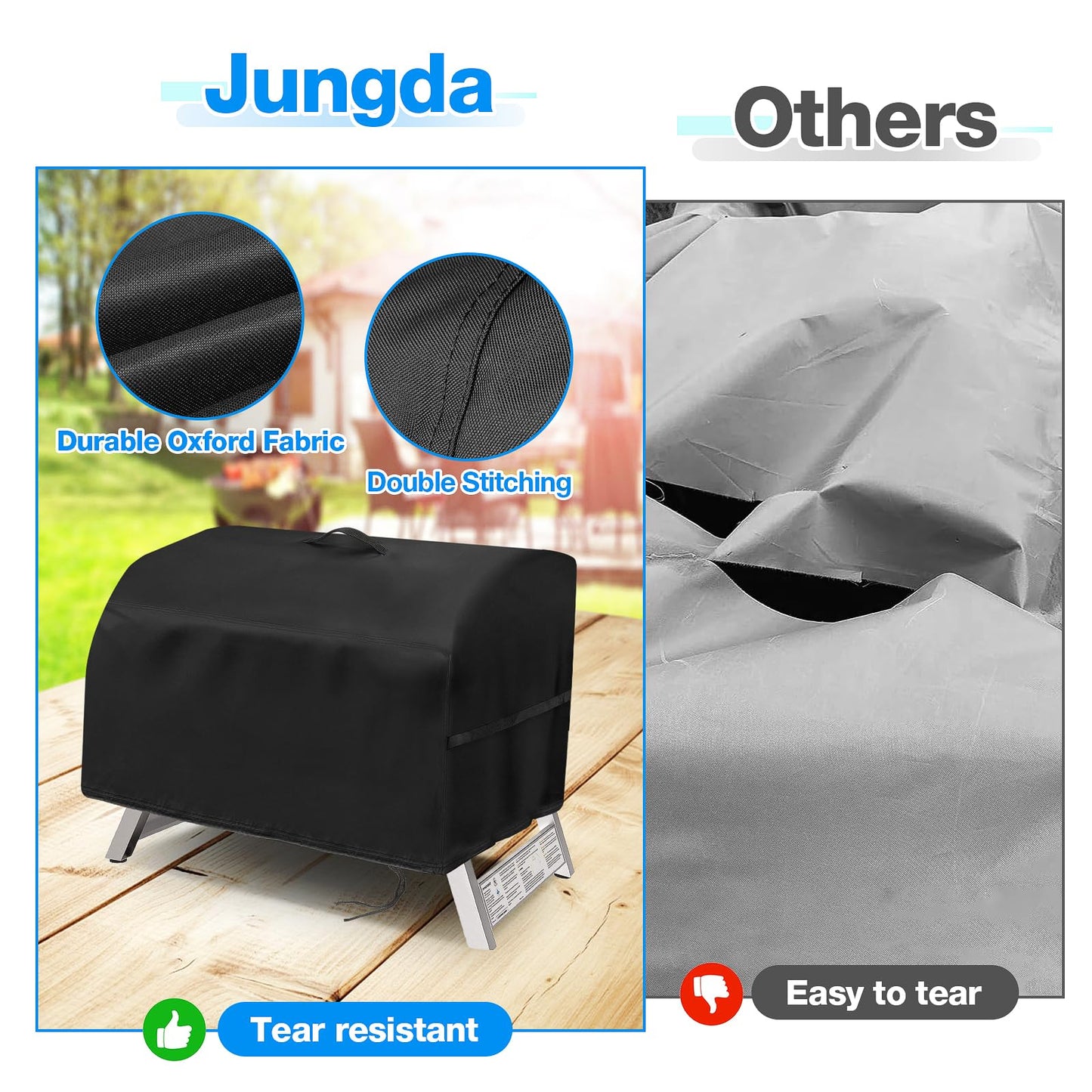 Jungda Grill Cover for Char Broil Grill2Go X200 Portable Propane Gas Grill, Waterproof Small Table Top BBQ Grill Cover, Heavy Duty 600D Outdoor Tabletop Grill Cover