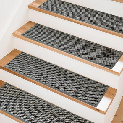 Art3d Stair Treads for Wooden Steps 15Pcs, 8" X 30" X 0.3" Non Slip Stair Runner Rugs with Reusable Adhesive for Elders Kids and Dogs, Machine Washable Peel and Stick Stair Treads Carpet, Black