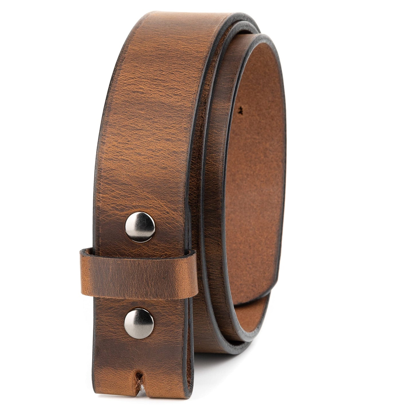 Main Street Forge No Buckle Belt | Made in USA Mens Cowboy Belt | 1 1/2" Leather Belt Strap | Bootlegger Brown 36
