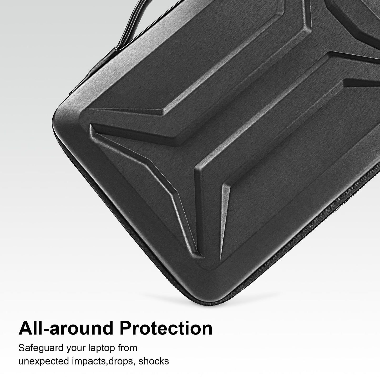 DOMISO 15.6-16 Inch Laptop Hard Case, Waterproof Shockproof Hard Shell Laptop Sleeve Protective Carrying Case with Retractable Handle for Macbook Pro/Lenovo IdeaPad Legion/HP ENVY/Dell XPS,Black