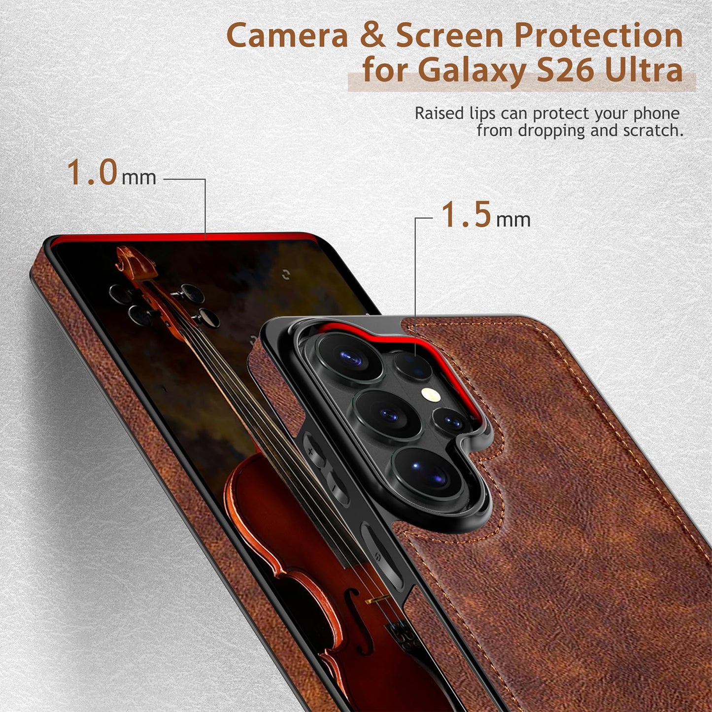 LOHASIC for Samsung Galaxy S26 Ultra Case, Premium Leather Luxury Business PU Non-Slip Grip Shockproof Bumper Full Body Protective Cover Phone Case for Samsung S26 Ultra 6.9" 5G (2026) - Brown