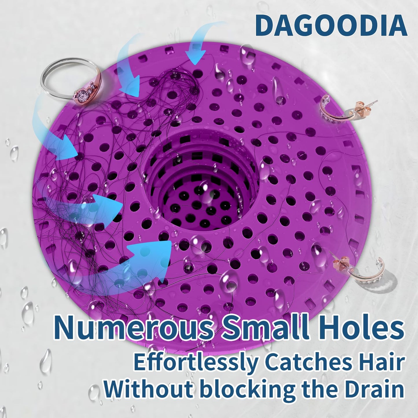 Bathtub Drain Hair Catcher,Tub Shower Drain Hair Trap/Strainer,3PCS Silicone Collapsible Tub Hair Catcher Drain Protector Designed for 1.47" to 1.75'' Regular Drains(Dark Gray)