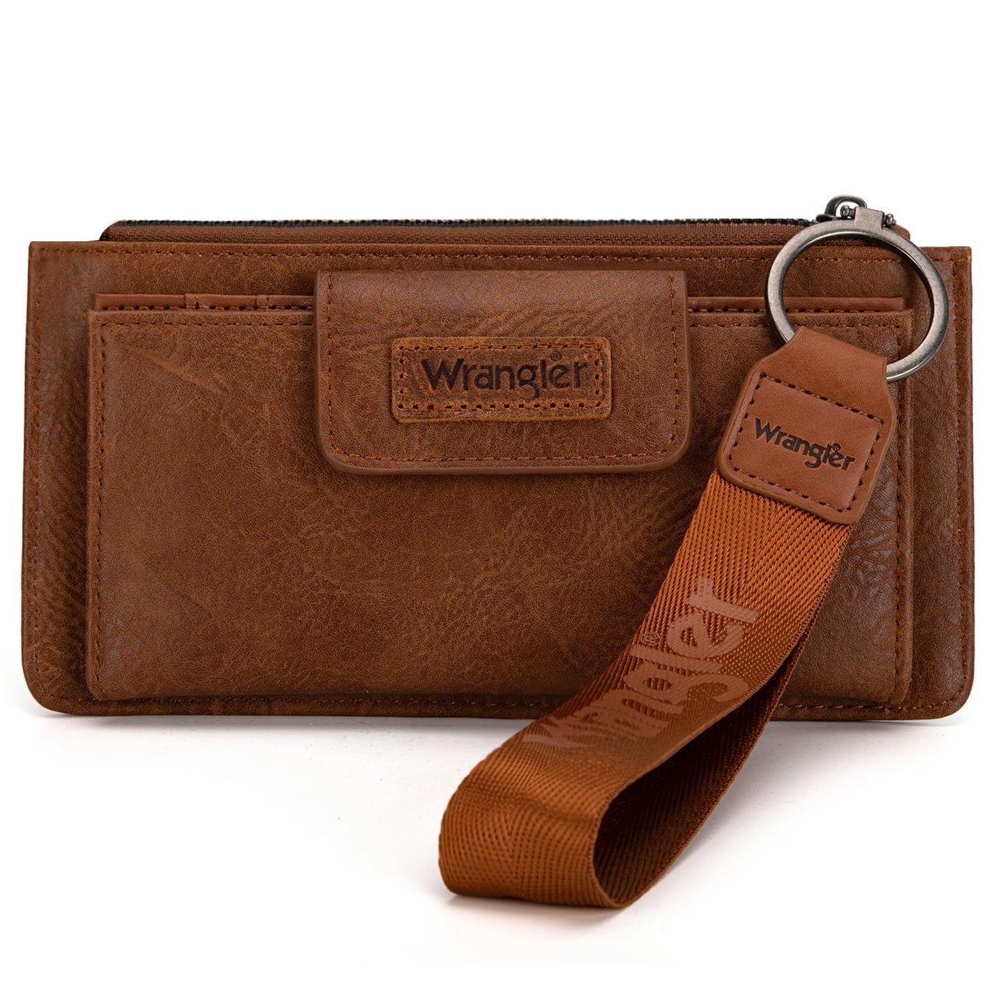 Montana West X Wrangler Brown Wristlet Wallet Minimalist Clutch Womens Wallet Rfid Card Cases & Money Organizers with Coin Purse and Smooth Zipper