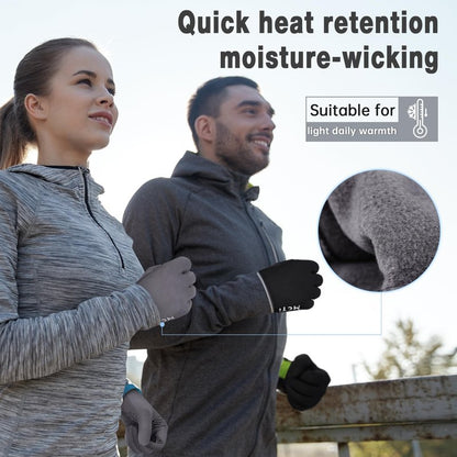 MCTi Lightweight Gloves Liners for Men Women, Touch Screen Gloves with Conductive Microfiber, Palm Silicone, for Cold Weather Running Driving Hiking Grey-L