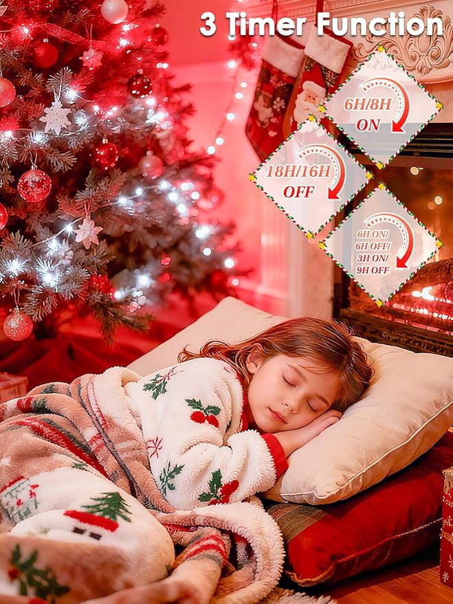 Voice Control Connectable 2PK 164FT 400LED Christmas String Lights Indoor Outdoor with Remote | Smart Twinkle Fairy String Lights 12 Modes & Timer for Xmas Tree Decor (Red & White)