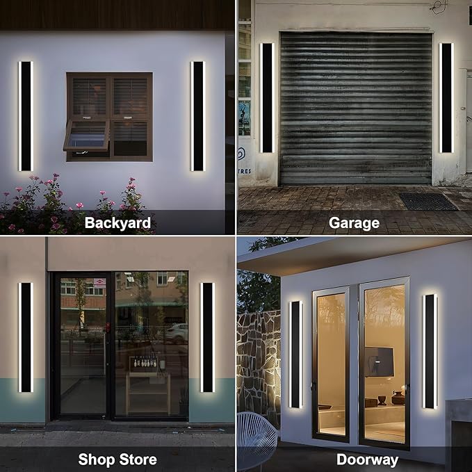 2PCS 40in LED Long Wall Light, Outdoor Wall Light Fixtures,Dimmable Wall Sconce Long LED Linear, Exterior Front Porch Light 3000-6000k,Outdoor Light Fixtures Wall Mount for Courtyard Exterior