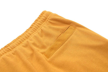 VANCOOG Men's Casual Classic Fit Terry Cloth Elastic Jogger Running Shorts-Yellow-M
