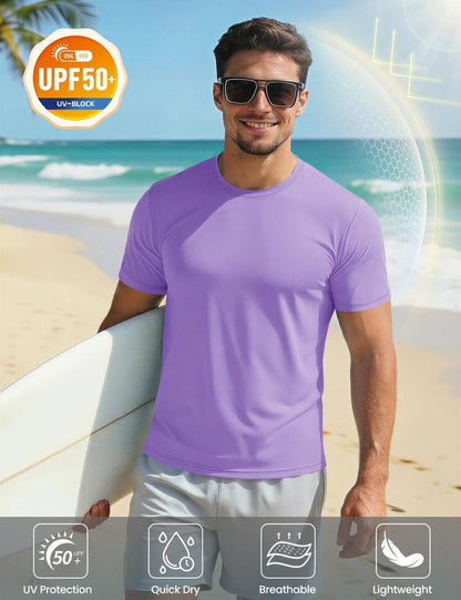 Mens Short Sleeve Shirts SPF 50+ Lightweight T-Shirt Sun Protection Rash Guards Shirts Gym Base Layer Shirts Running Shirts Active Shirts