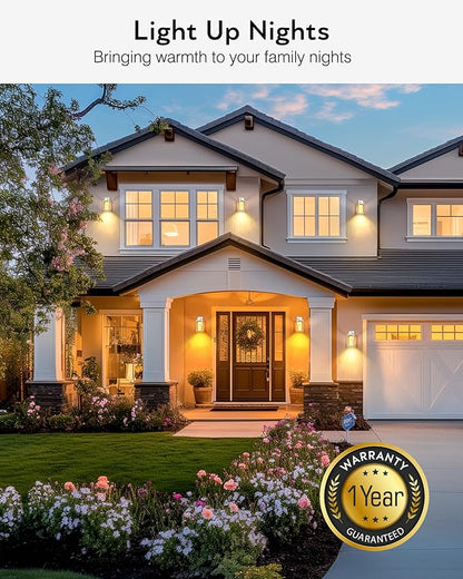 VIANIS White Outdoor Garage Lights Wall Mount, 2 Pack Dusk to Dawn Outdoor Coach Lights for House with Integrated 10W LED Light Source Crystal Bubble Glass, Modern Exterior Porch Light Wall Sconce