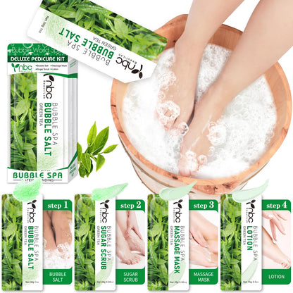 Pedicure Kit Foot Soak Set: Bubble Salt, Sugar Scrub, Massage Mask, Massage Lotion in a Box, 4 Step Foot Spa Kit for Dry Feet,Tired Feet（3 Set Tropical Fruit)