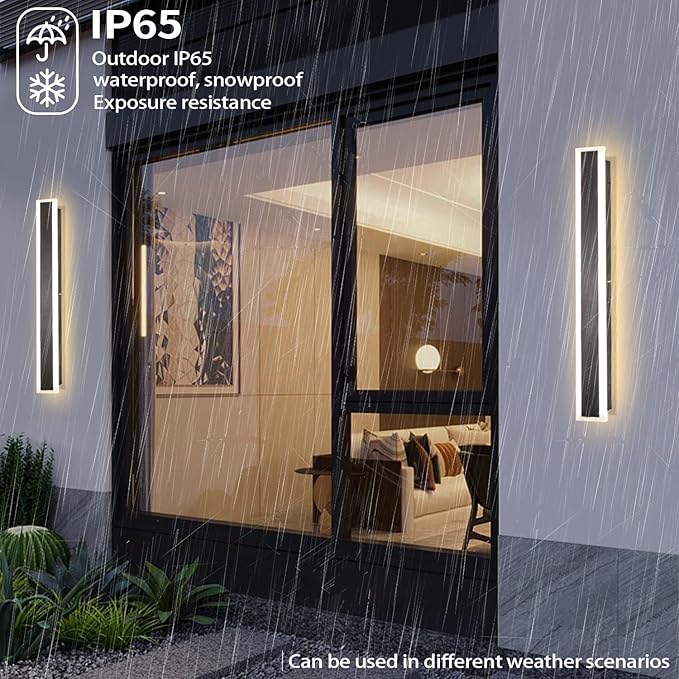 31.5 Inch Long Porch Lights Outdoor, Modern Outdoor Wall Light 3000K-6000K Dimmable Exterior Sconce IP65 Waterproof Exterior Wall Sconce Black Long Wall Lights for Porch Garage Patio Garden