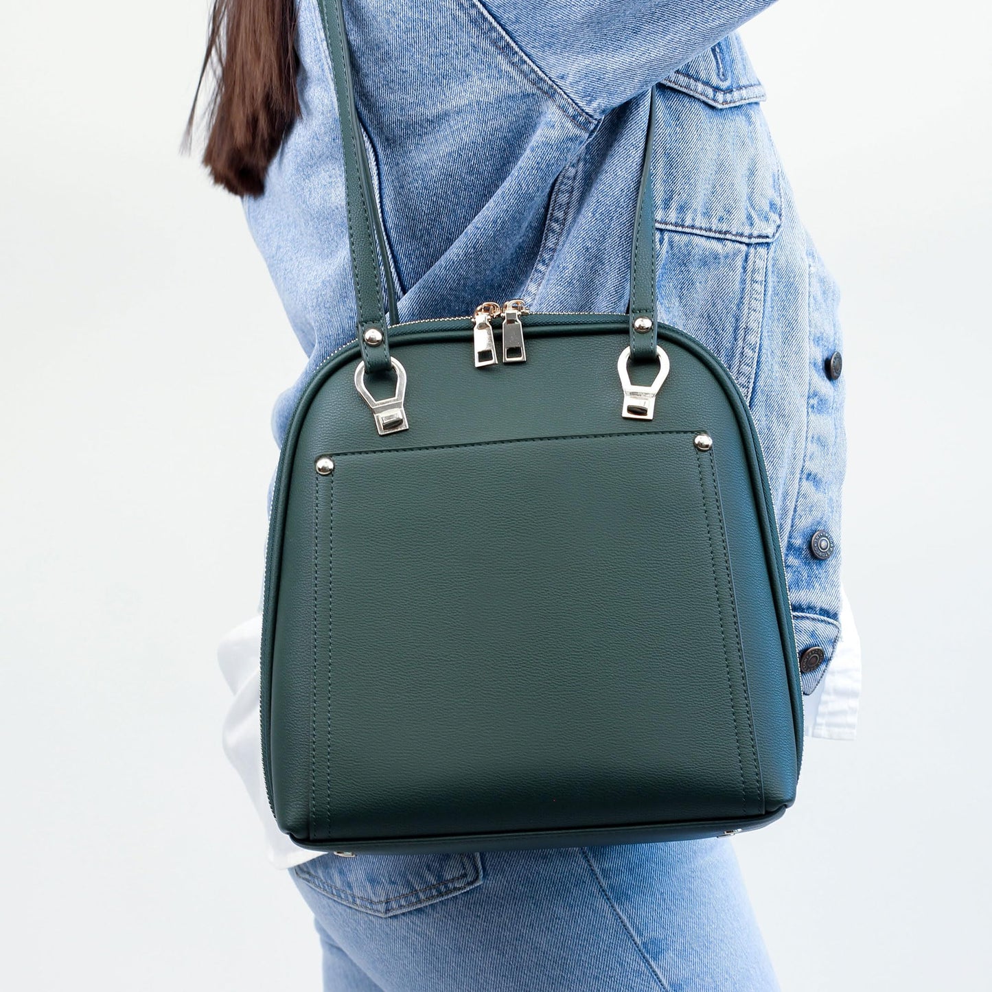 MMS Brands Miztique Daisy Convertible Backpack Purse for Women | Vegan Leather Shoulder Strap Bag or Convertible Backpack | (Emerald)