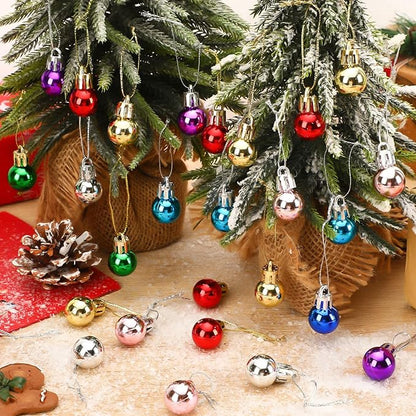 Jansun 120PCS Christmas Mini Balls Ornaments Multicolour Miniature Xmas Tree Hanging Decorations Small Vintage Glitter Balls for Holiday Party Outdoor Indoor DIY Craft Decor Supplies (Shiny Surface)