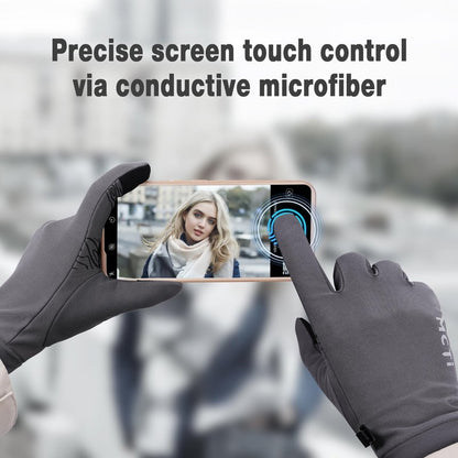 MCTi Lightweight Gloves Liners for Men Women, Touch Screen Gloves with Conductive Microfiber, Palm Silicone, for Cold Weather Running Driving Hiking Grey-L