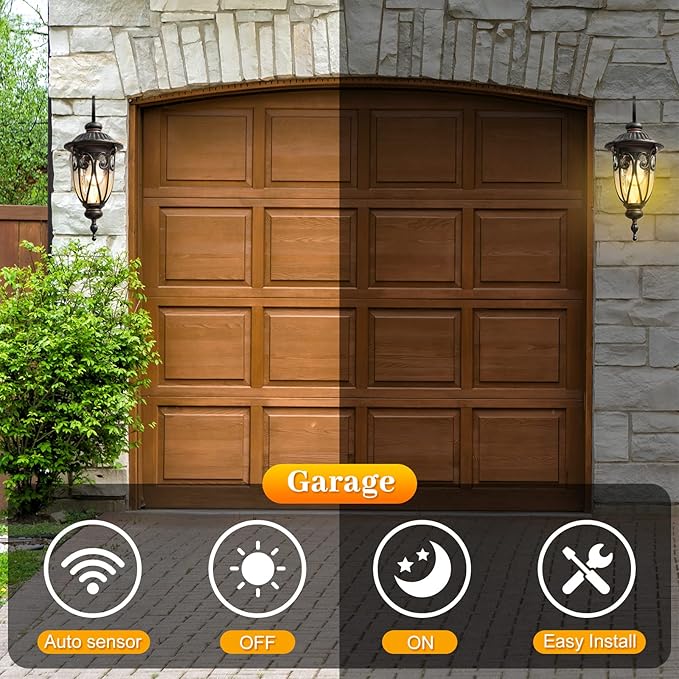 18in Dusk to Dawn Outdoor Wall Light for House, Bronze Exterior Wall Lantern for Garage, Aluminium Porch Door Lights Fixture with Clear Seeded Glass Shade for Entryway, Front Door
