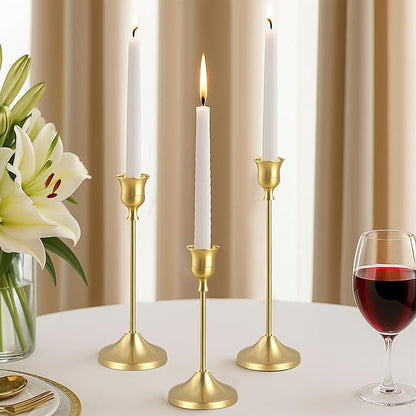 Candlestick Holders, 6PCS Gold Metal Taper Candle Holder Vintage Candlestick Holder Decorative for Home Decor Table Centerpiece Wedding Housewarming Gift