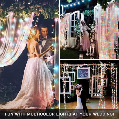suddus String Lights Indoor Bedroom, 66ft 200 Led Christmas Light Outdoor Clear Wire Connectable, Plug in Fairy String Lights with Remote for Christmas, Party, Easter Decoration, Multicolor