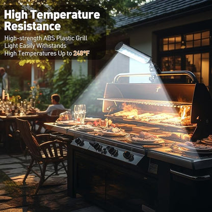 Meonum 2 Pack BBQ Grill Light Compatible with Blackstone Griddle for Outdoor Grill, Gifts for Men Dad Husband, Battery Operated Barbecue Lights with 360 Degrees Adjustable C Shape Clamp