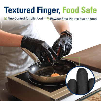 SWIFTLITE Nitrile Gloves, Disposable Black Gloves, Food Safe Rubber Gloves, Latex-Free, Powder-Free for Cooking, Cleaning, Food Prep (Small, 300 Counts)