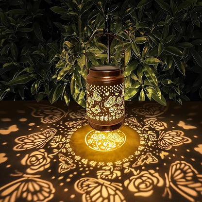 Butterfly Solar Lanterns Outdoor Waterproof, Christmas Birthday Retirement Gifts for Women Mom Grandma, Hanging Solar Lantern Garden Decor for Outside Yard Patio Garden Halloween Decorations