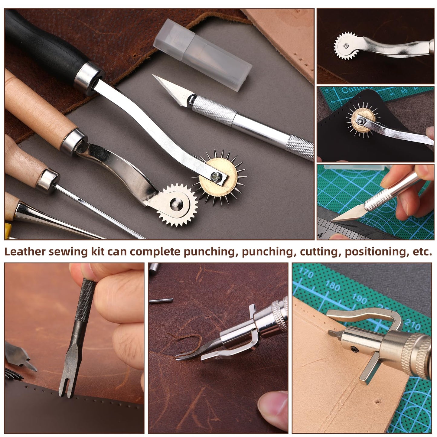 Yizzvb Stitching Pony, Leather Stitching Pony Clamp-Table Desktop Pony Horse Clamp with Sewing Needles, DIY Stitching Clamp, 96 PCS Leathercraft Repair Tools with Awl for DIY Leather Hand Stitching