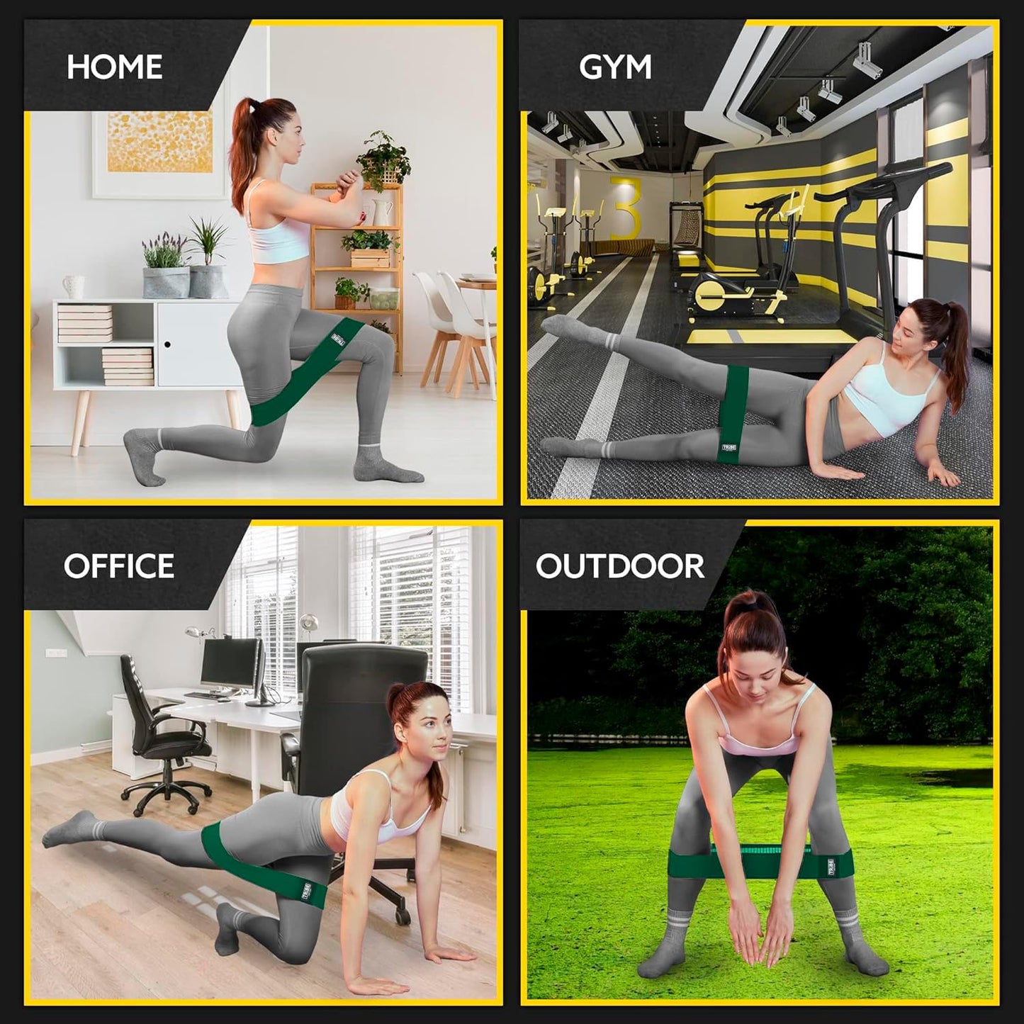 Tribe Lifting Fabric Resistance Bands for Legs - Workout Bands Resistance Bands for Men and Women - Booty Bands for Working Out - Exercise Bands Resistance Bands Set - Elastic Bands for Exercise