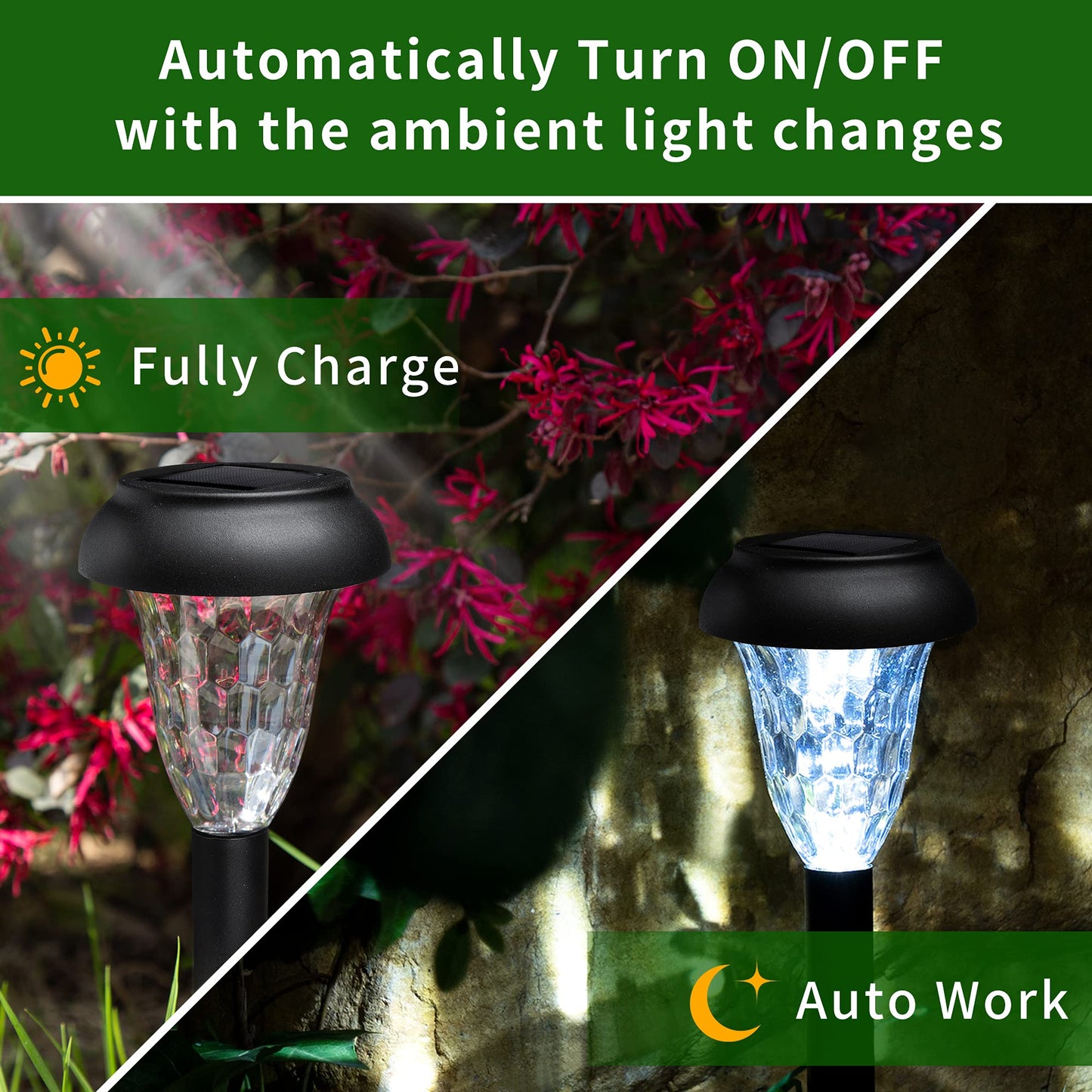 GIGALUMI 12 Pack Solar Light Outdoor Waterproof, Cool White Pathway Lights Solar Powered, Landscape Lighting, Garden Lights for Decor, Patio, Garden, Yard, Pathways, Walkway