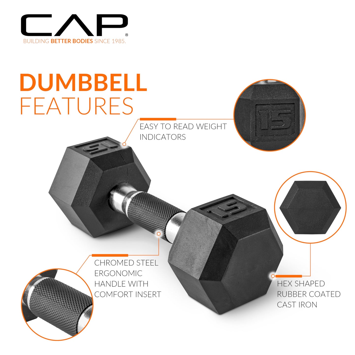 CAP Barbell Coated Dumbbell Weight | Multiple Options Pairs & Sets