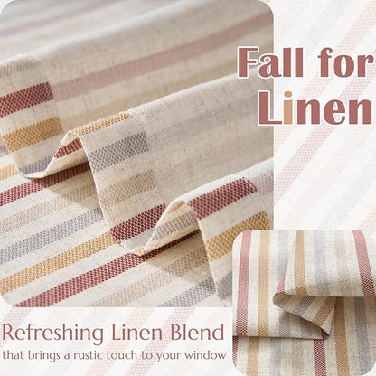 jinchan Colorful Striped Linen Kitchen Curtains 36 Inch Christmas Tier Curtains Farmhouse Modern Cafe Small Window Treatments Light Filtering Rod Pocket for Living Room Bathroom 2 Panels Multi Red