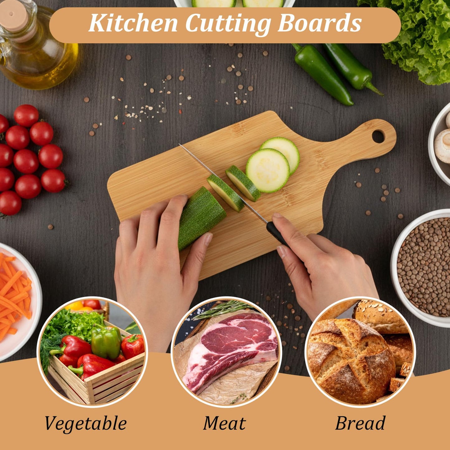 12 Pcs Bulk Bamboo Wood Cutting Board with Handle, 11" x 5" Bamboo Serving Trays for Laser Engraving, Customized Wedding Housewarming Christmas Gift Charcuterie Cheese Board