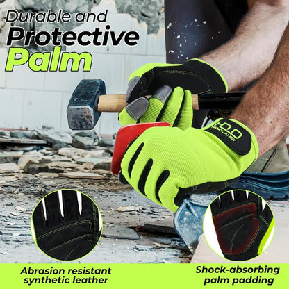 HANDLANDY Work Gloves for Men & Women, Utility Mechanic Working Gloves Touch Screen, Flexible Breathable Gardening Gloves for Yard Maintenance (X-Large, 1 Pair)