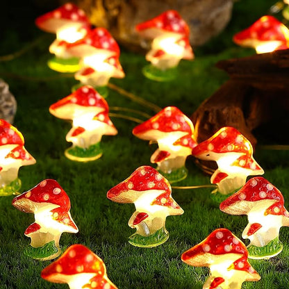 Mushroom Decor Cottage Core Decor 10FT 30LEDs Mushroom String Lights Battery Operated for Kids Gifts Bedroom Dorm Party Wedding Outdoor Patio Whimsical Decoration