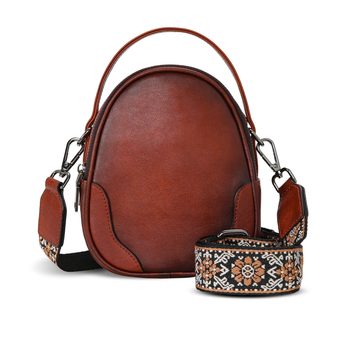 Iswee Small Leather Crossbody Bag for Women, Genuine Leather Mini Purse with Adjustable Strap, Women's Shoulder Bag for Travel and Daily Use, Ladies Purse Satchel (Brown)