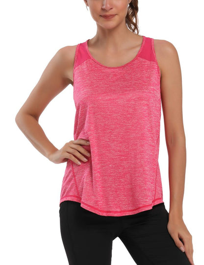 Aeuui Womens Workout Tops for Women Racerback Tank Tops Mesh Yoga Shirts Athletic Running Tank Tops Sleeveless Gym Clothes Rose Red