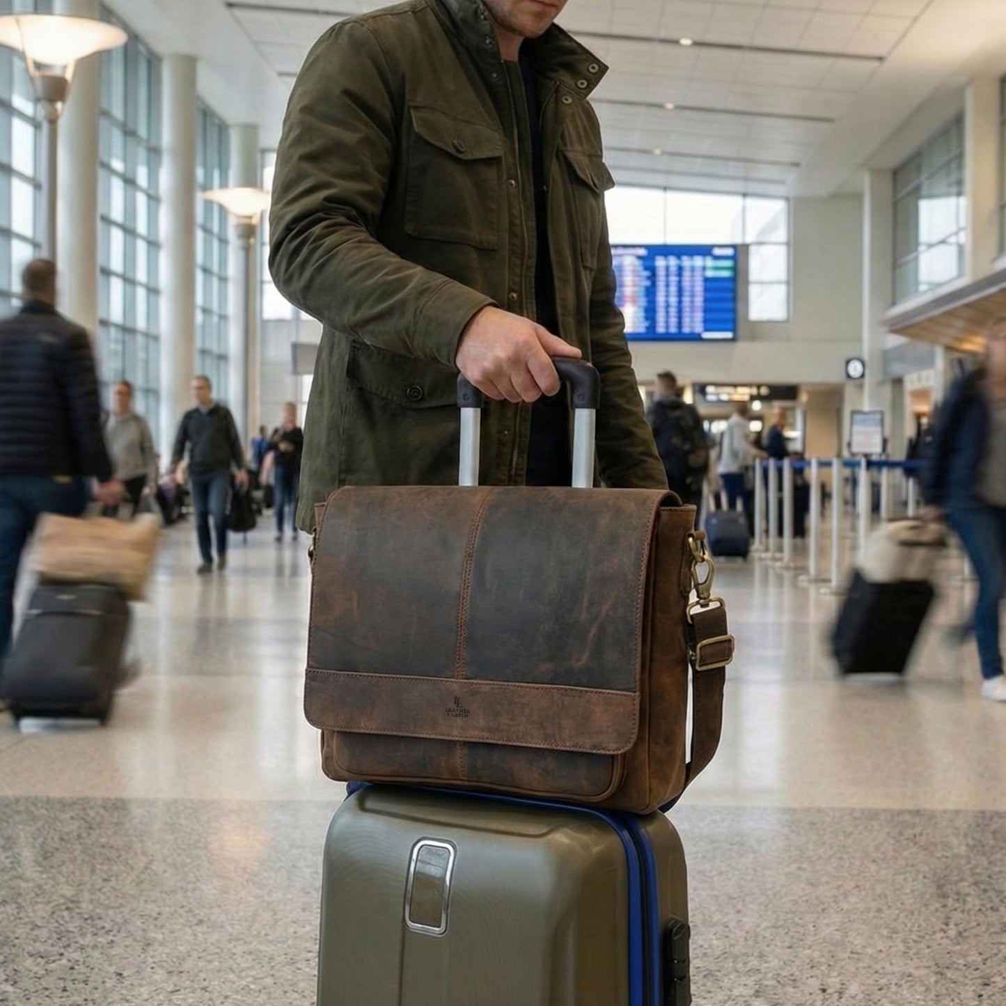Genuine Leather Handmade Laptop Messenger Bag-16 Inch Satchel - Brown Shoulder Bag for Men & Women, Crossbody Work Bag for Travel, Office, and Daily Use