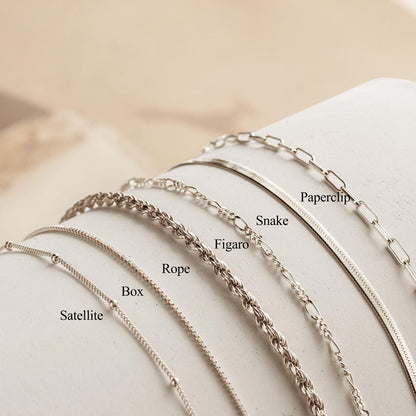 DEARMAY Dainty Silver Bracelets for Women Trendy, 925 Sterling Silver Jewelry Set Paperclip Box Herringbone Figaro Rope Chain Bracelet for Women Fashion Pack Gifts