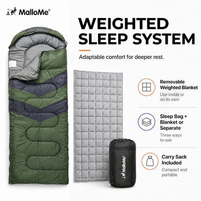 MalloMe Sleeping Bags for Adults Cold Weather & Warm - Backpacking Camping Sleeping Bag for Kids, Girls, Boys - Lightweight Camping Essentials Gear Accessories Hiking Sleep Must Haves Single & Double
