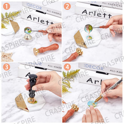 CRASPIRE Sun Wax Seal Stamp Vintage Sealing Wax Stamp 30mm/1.18inch Removable Brass Head Sealing Stamp with Wooden Handle for Birthday Wedding Invitations Cards Gift Wrap