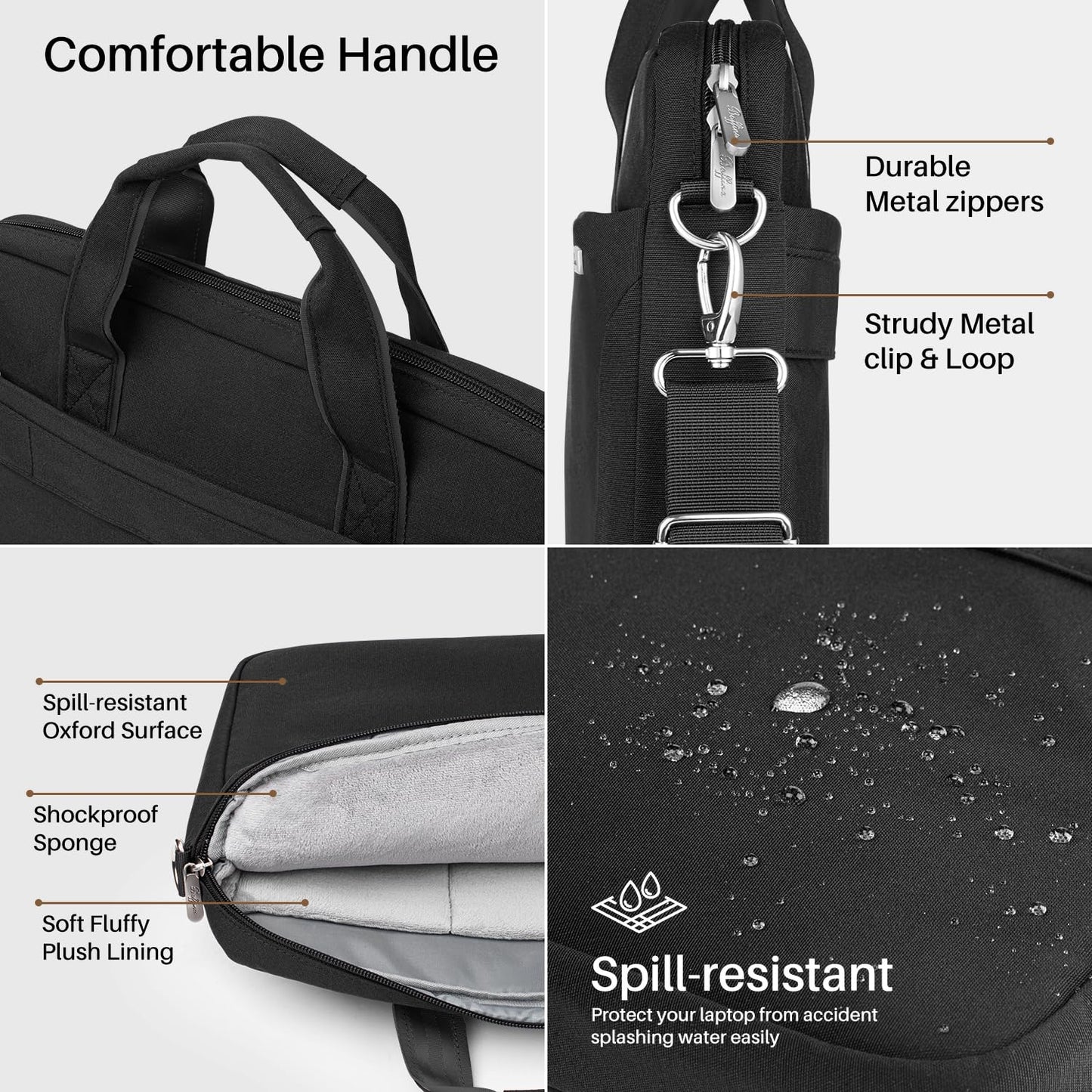 Baffina Laptop Shoulder Bag 17 17.3 Inch Business Gifts for Men Women Travel College,Laptop Briefcase for 17“-18“ Notebook Hp Dell Asus,Waterproof Computer Carrying Case Messenger Bag with Strap,Black