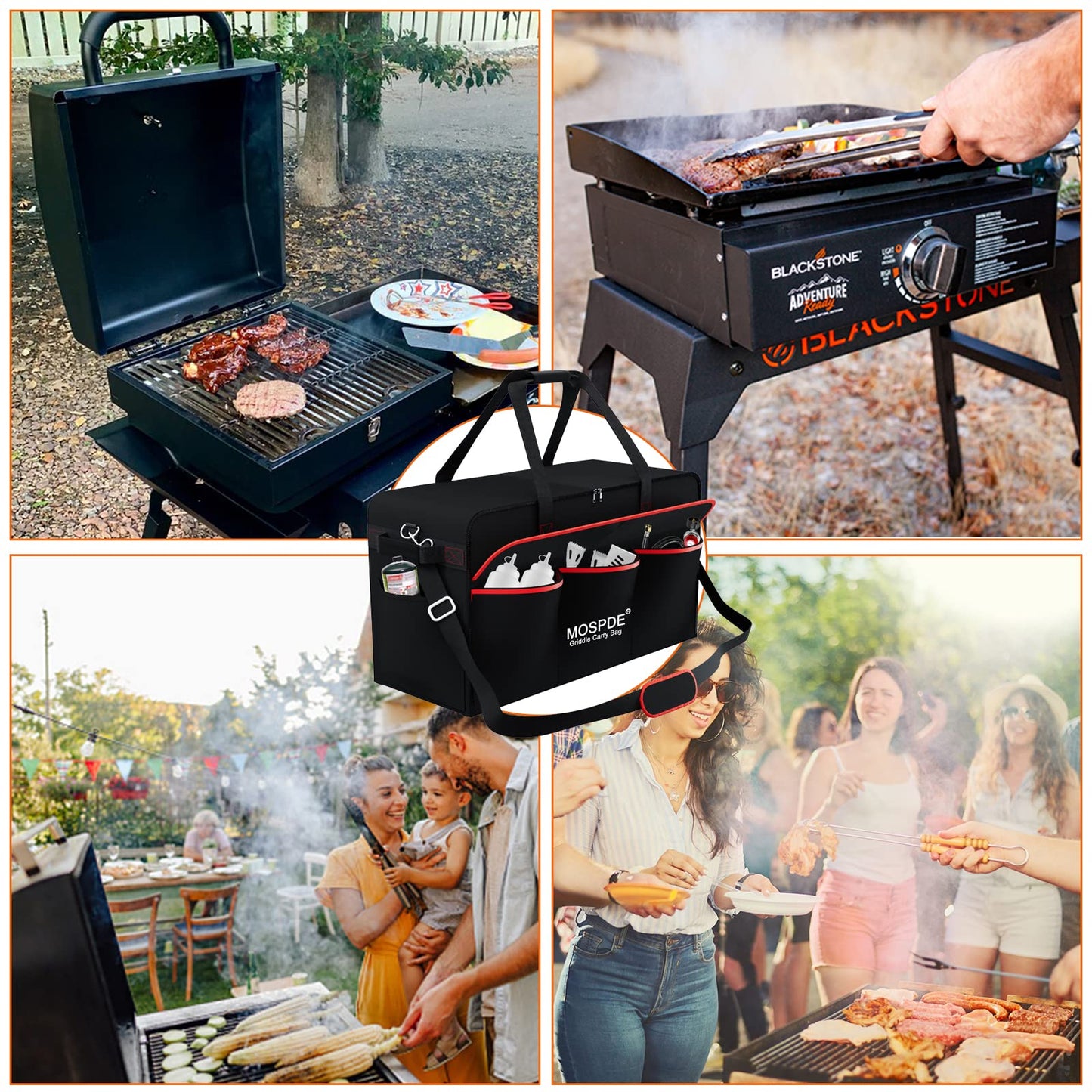 MOSPDE 17 Inch Griddle Cover Carry Bag for Blackstone 17 Inch Grill Table Top Griddle with Hood Lid, Fits Blackstone 17" Grill Griddle with Grill Cover Carrying Bag 600D Heavy Duty Water-Resistant