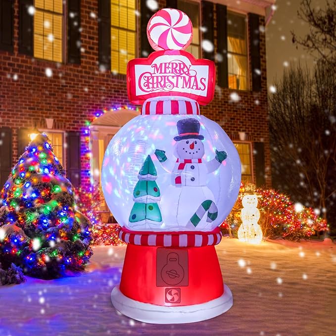 Christmas Inflatables Outdoor Decoration Christmas Blow Up Yard Decorations Inflatable Globe with Snowman Santa Tree Giant Outdoor Indoor Blow Up LED Light Yard Lawn Garden Home Party Decor