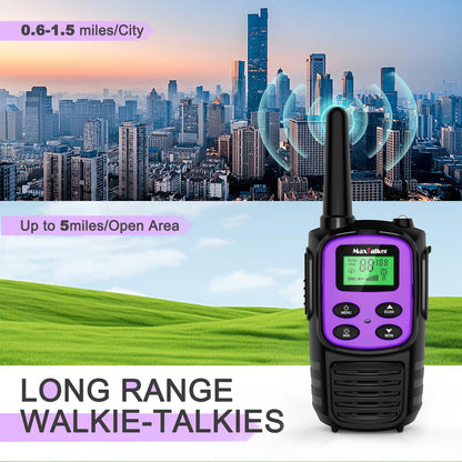 Walkie Talkies Long Range for Adult, MT10 Rechargeable Walkie Talkies FRS Two Way Radio, NOAA, 1200mAh Li-ion Battery USB-C Cable, LED Flashlight, VOX Walkie Talkie for Hiking Camping 2Pack