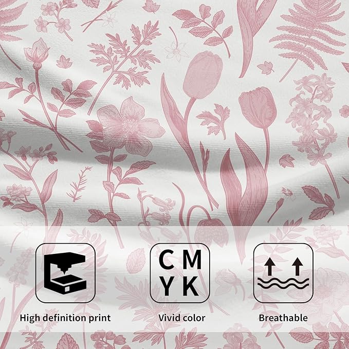 Spring Floral Hand Towels for Bathroom Set of 2 Pink White Flower Leaves