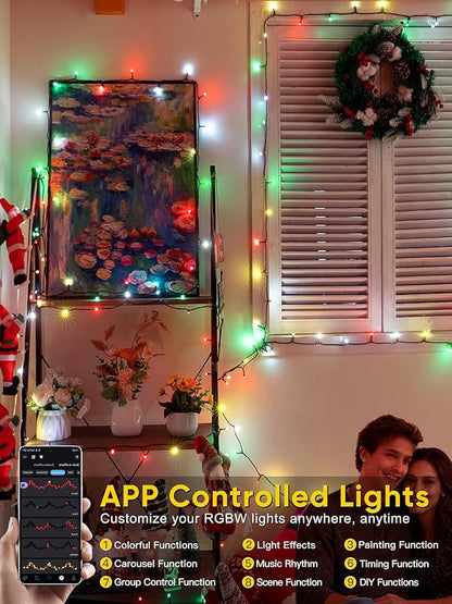 Smart Color Changing Christmas Lights, 66FT 200 LED RGB Christmas String Lights with App & Remote Control, Waterproof Christmas Tree Lights for Outdoor Indoor Party Decor