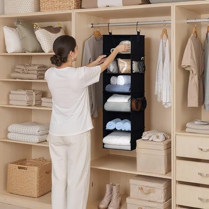 StorageWorks 6-Shelf Hanging Closet Organizers, Foldable Closet Storage