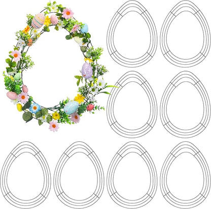 6 Pcs 12-16 inch Wreath Metal Frame Form Floral Garden Wire Wreath Form for DIY Craft Project Indoor Outdoor Holiday Hanging Decor(Egg)
